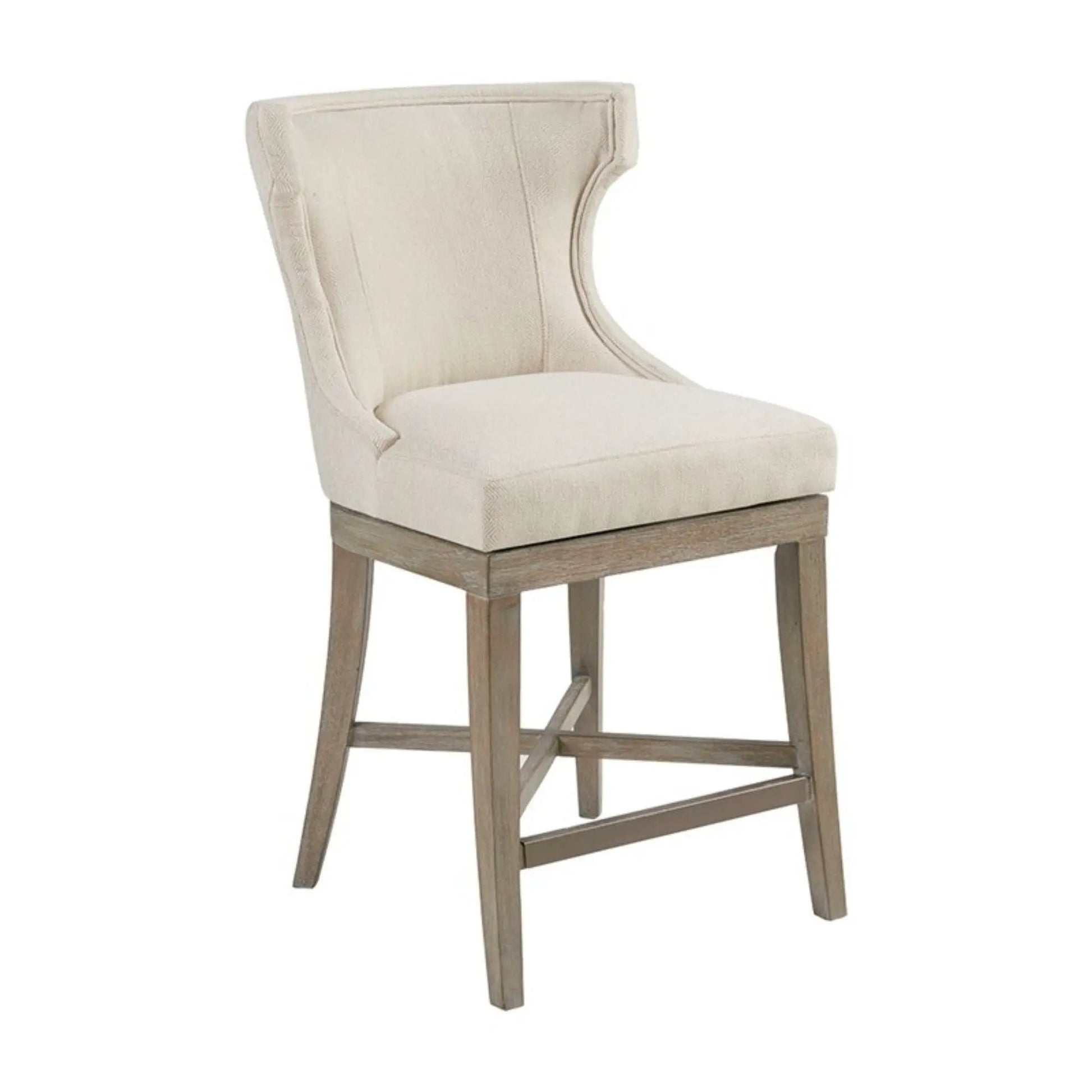 Carson swivel counter stool beige fabric seat with wooden base, 24–27 in on Tampa Home & Garden Store