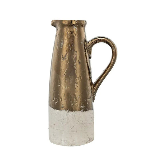 Candia terracotta pitcher by Unique Piece Furniture with bronze glaze and beige base on Tampa Home & Garden Store