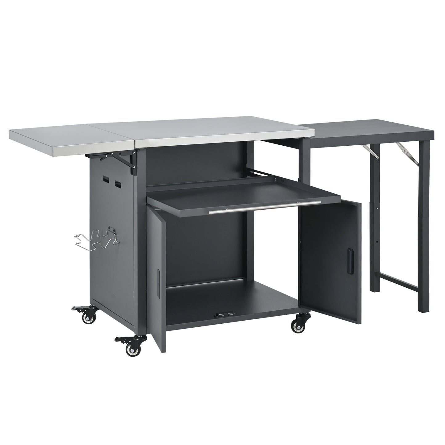 Foldable Outdoor Prep Cart and Storage Shelf