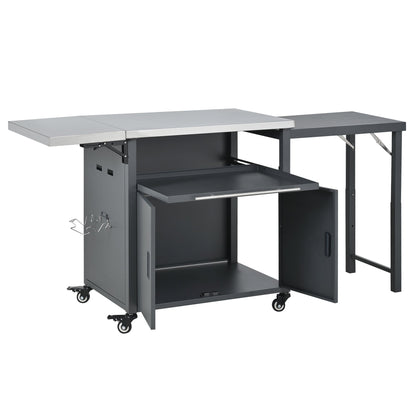 Foldable Outdoor Prep Cart and Storage Shelf