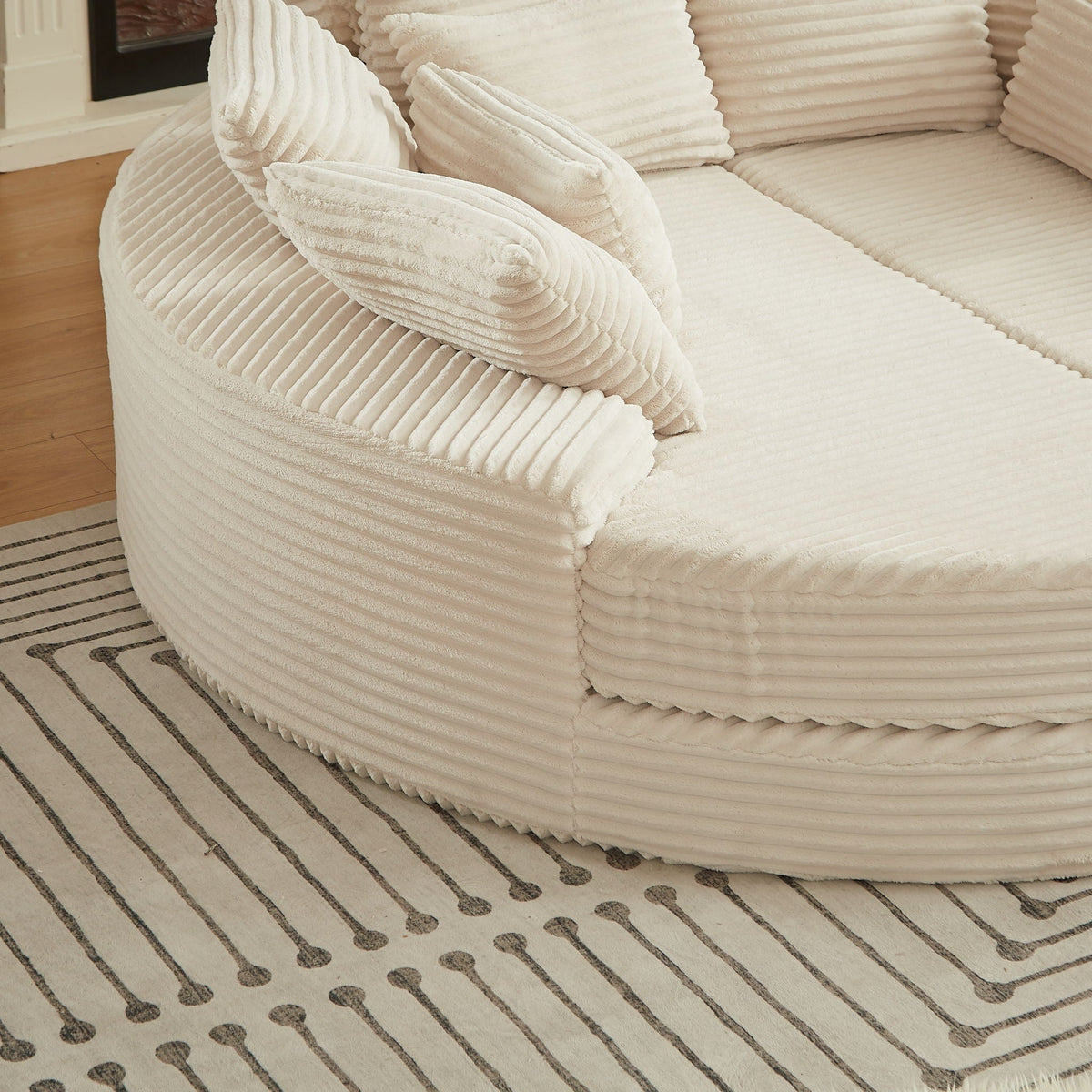 Round Oversized Sofa Bed with Throw Pillows