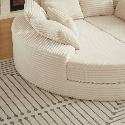 Round Oversized Sofa Bed with Throw Pillows
