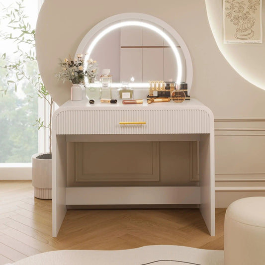 Makeup vanity table with touch screen lighted mirror, white drawer, Unique Piece Furniture on Tampa Home & Garden Store