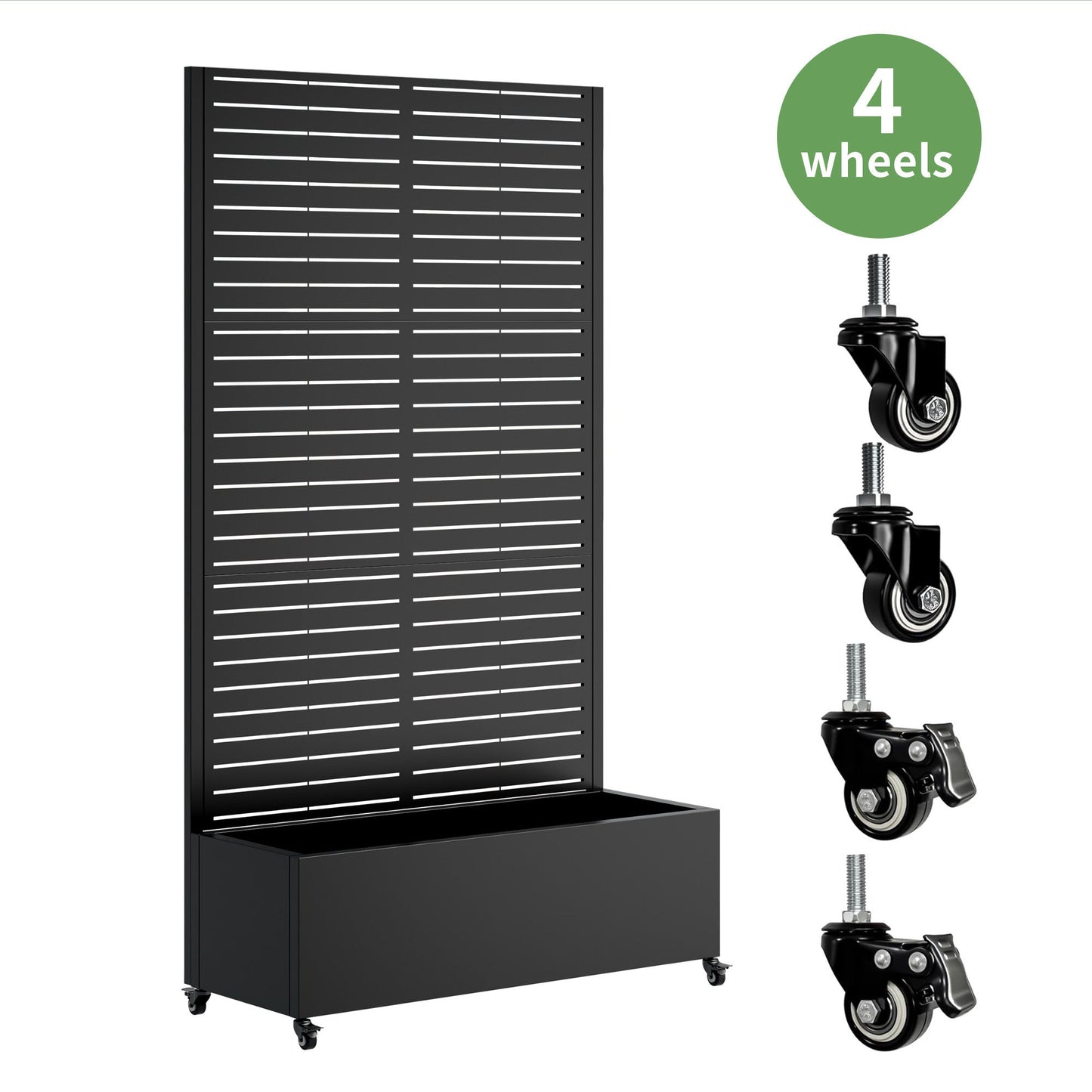 Metal planter box with trellis, black, 73 x 35 x 16 in raised bed on 4 wheels HouseOfZazla on Tampa Home & Garden Store