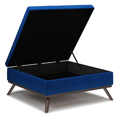 Owen blue multifunctional coffee table storage ottoman wood legs Unique Piece Furniture on Tampa Home & Garden Store