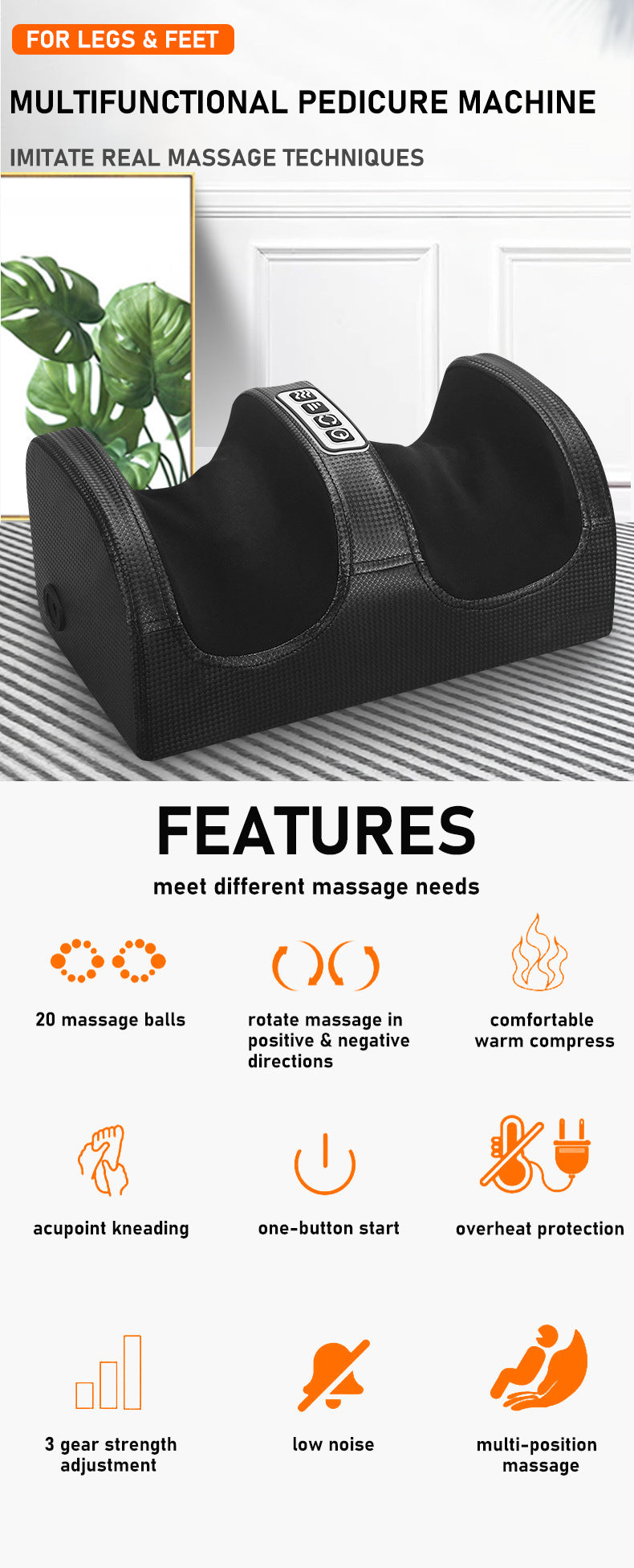 Shiatsu Foot Massager Spa Bath Massager Foot Bath Spa Foot Massager Machine for Feet Leg Calf - Tampa Home & Garden Store