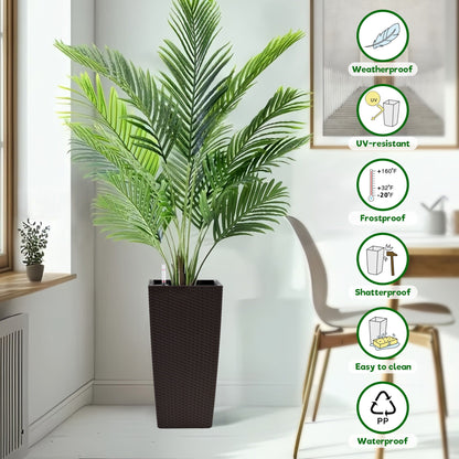 Indoor Outdoor Planter with automatic watering system in brown wicker basket by HouseOfZazla on Tampa Home & Garden Store