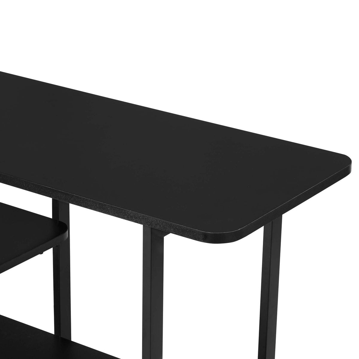 Celine 3-Shelf Console Table by HouseOfZazla with black wood veneer top and metal frame on Tampa Home & Garden Store