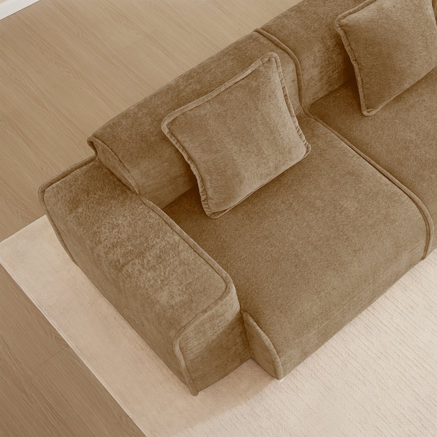 HouseOfZazla Streamlined Design Modular 3-Seat U-Shape Sectional Sofa tan on Tampa Home & Garden Store