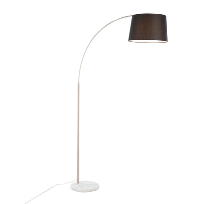 March Floor Lamp with curved chrome arc, black drum shade, marble base by HouseOfZazla on Tampa Home & Garden Store