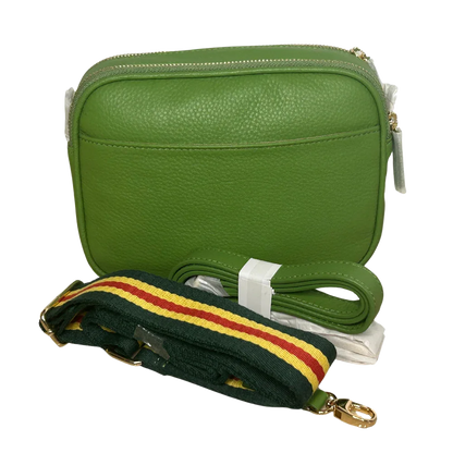 Sophia Double Zipper Leather Crossbody