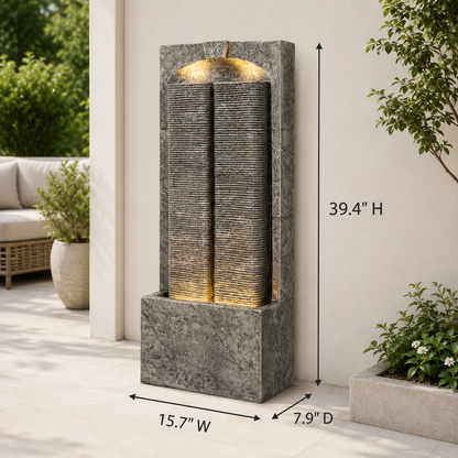 Cascading Led Outdoor Water Fountain For a Patio