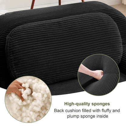 Sofa: U-shaped modular sofa in black breathable corduroy fabric by HouseOfZazla on Tampa Home & Garden Store