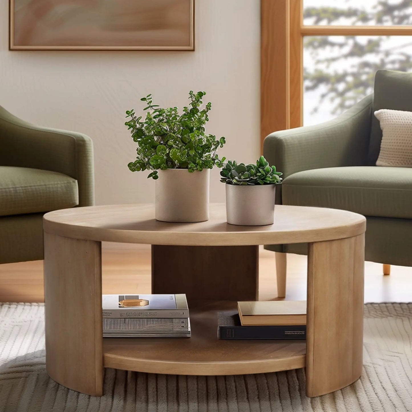 Minimalist Coffee Table with Storage Natural