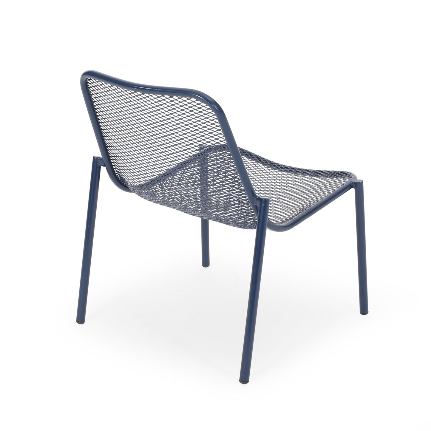 Kincaid Stackable Iron Chair navy outdoor armless chair with mesh seat and back HouseOfZazla on Tampa Home & Garden Store
