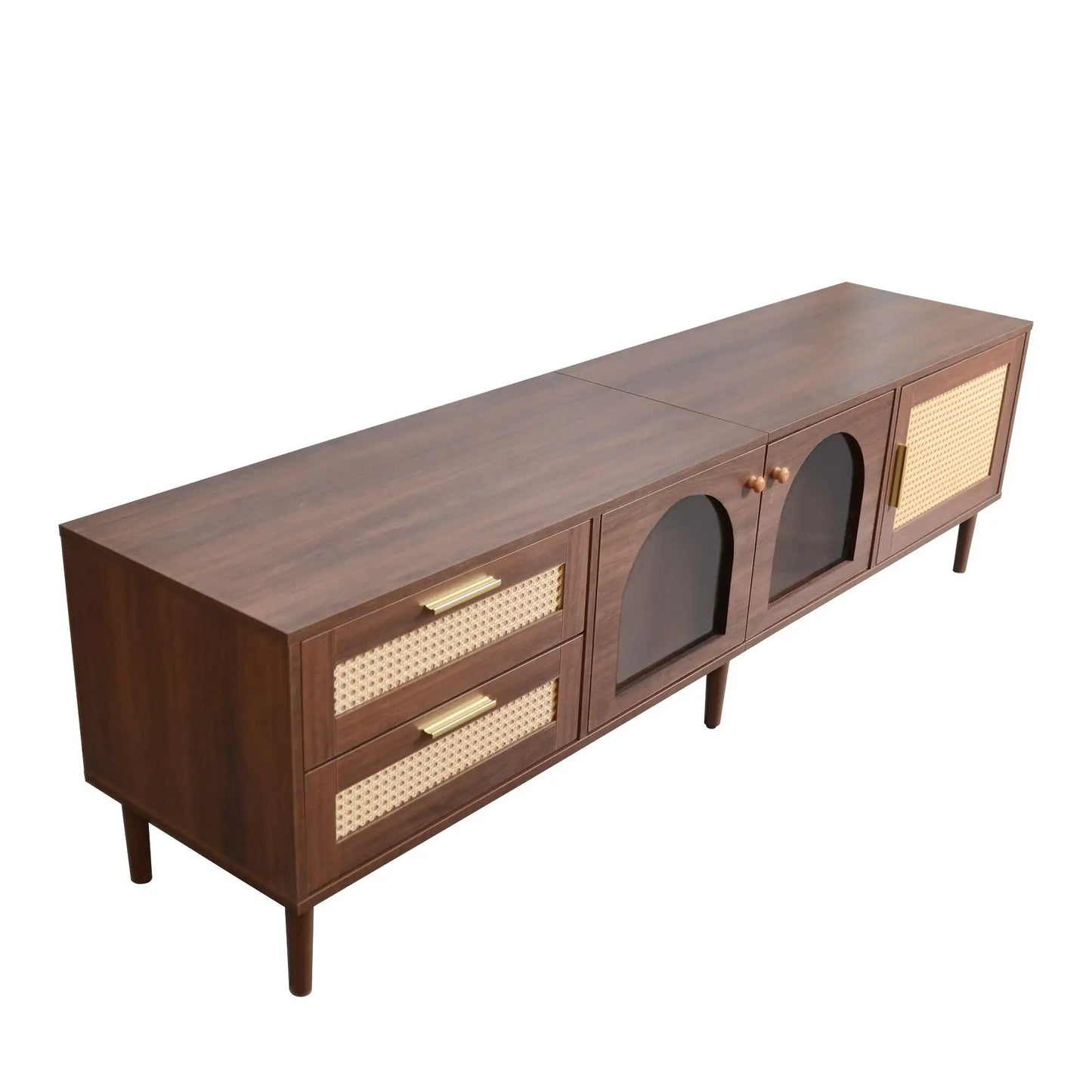 TV Stand With 3 Cabinets and 2 Drawers LED Light