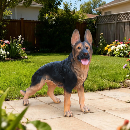 Outdoor German Shepherd Dog Statue for garden decor, life-size, tan and black HouseOfZazla on Tampa Home & Garden Store