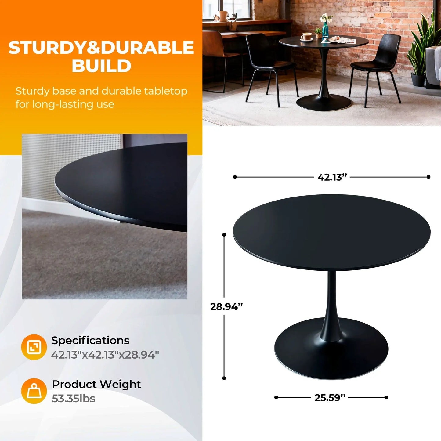 Mid-Century Tulip Dining Table with Round Top