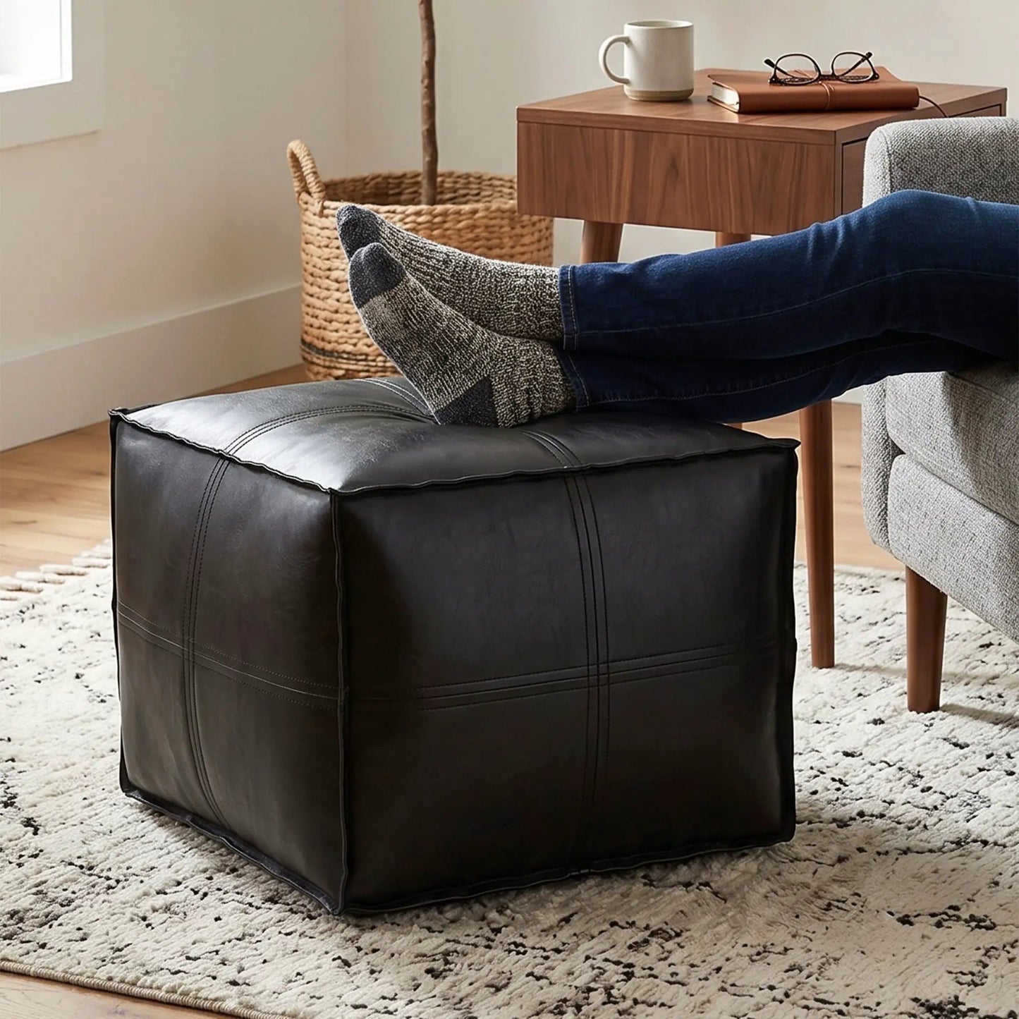 Brody Versatile Square Pouf for Living Rooms