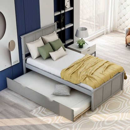 Platform bed with twin trundle and under-bed storage drawers in gray by HouseOfZazla on Tampa Home & Garden Store