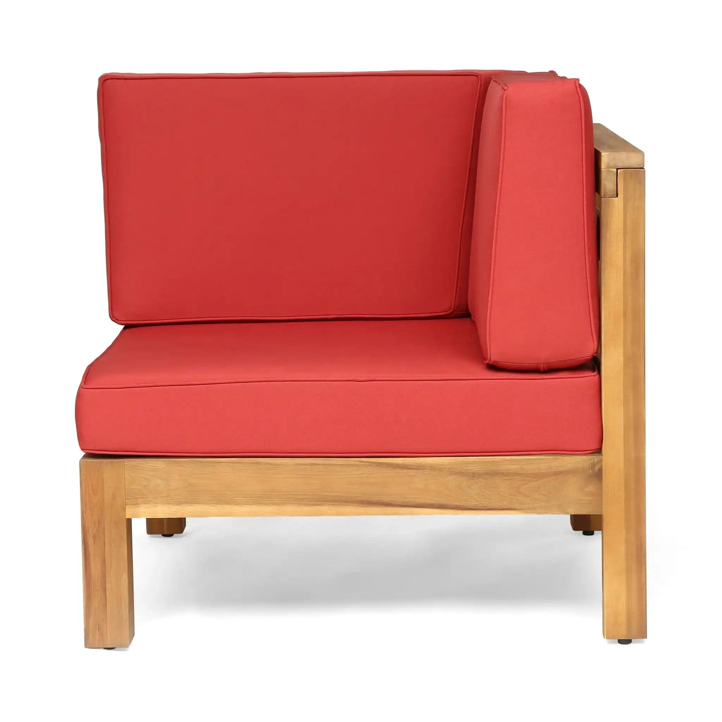 Oana 3 Piece Sofa Set with Water Resistant Cushions, red cushions on wooden frame on Tampa Home & Garden Store