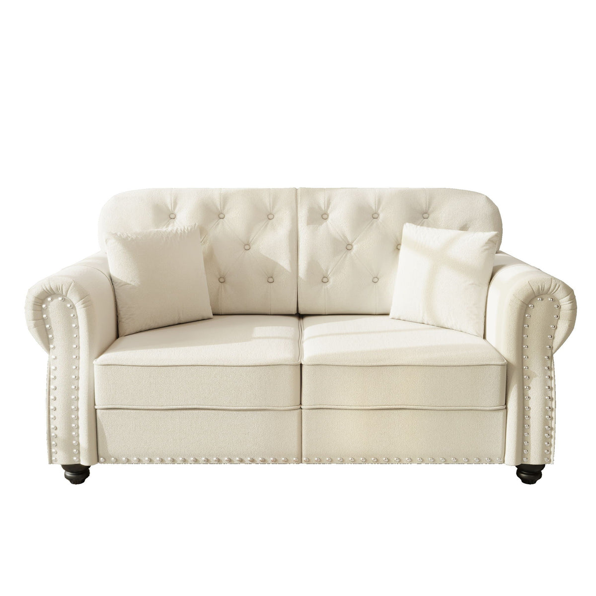 Upholstered Sofa Set with Nailhead and Pillows