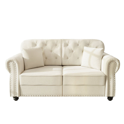 Upholstered Sofa Set with Nailhead and Pillows