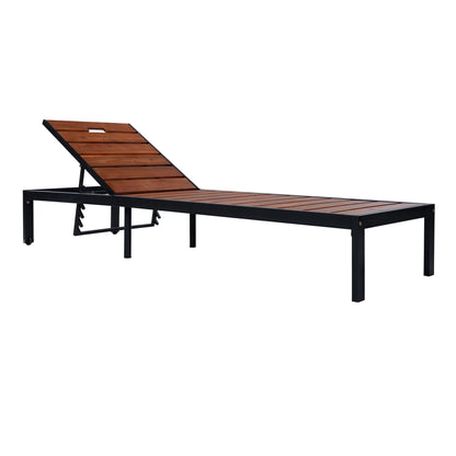 Outdoor Chaise With Adjustable Backrest HouseOfZazla sunlounger wood slats black frame on Tampa Home & Garden Store