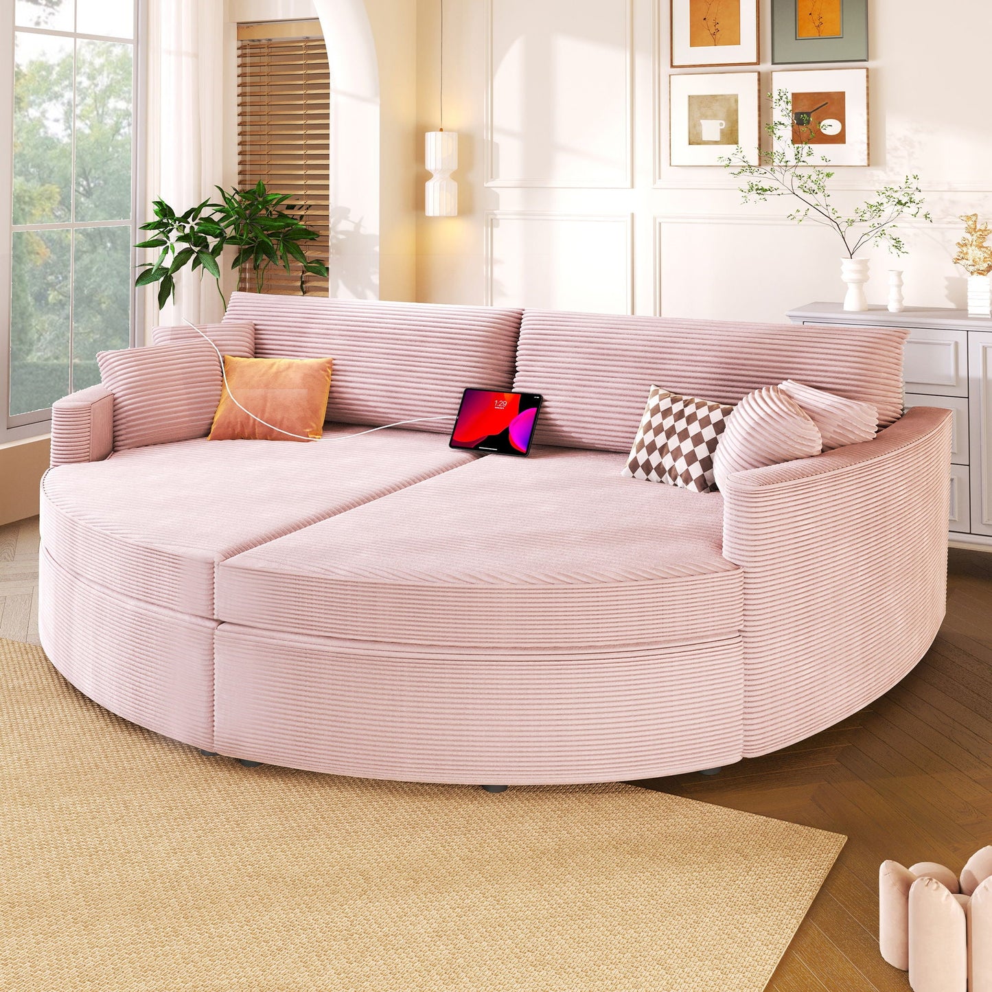 Oversized Double Chaise Sofa With USB Ports