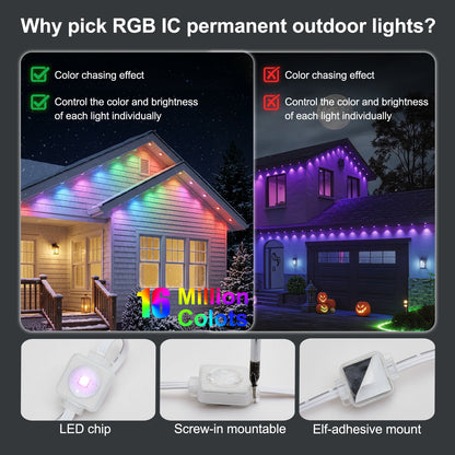 50ft Outdoor RGB String Lights with App Control