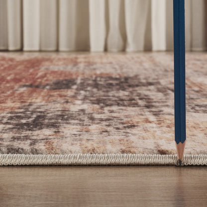 Jewel And Soft Abstract Pattern Polyester Rug by HouseOfZazla with warm tones and fringe on Tampa Home & Garden Store