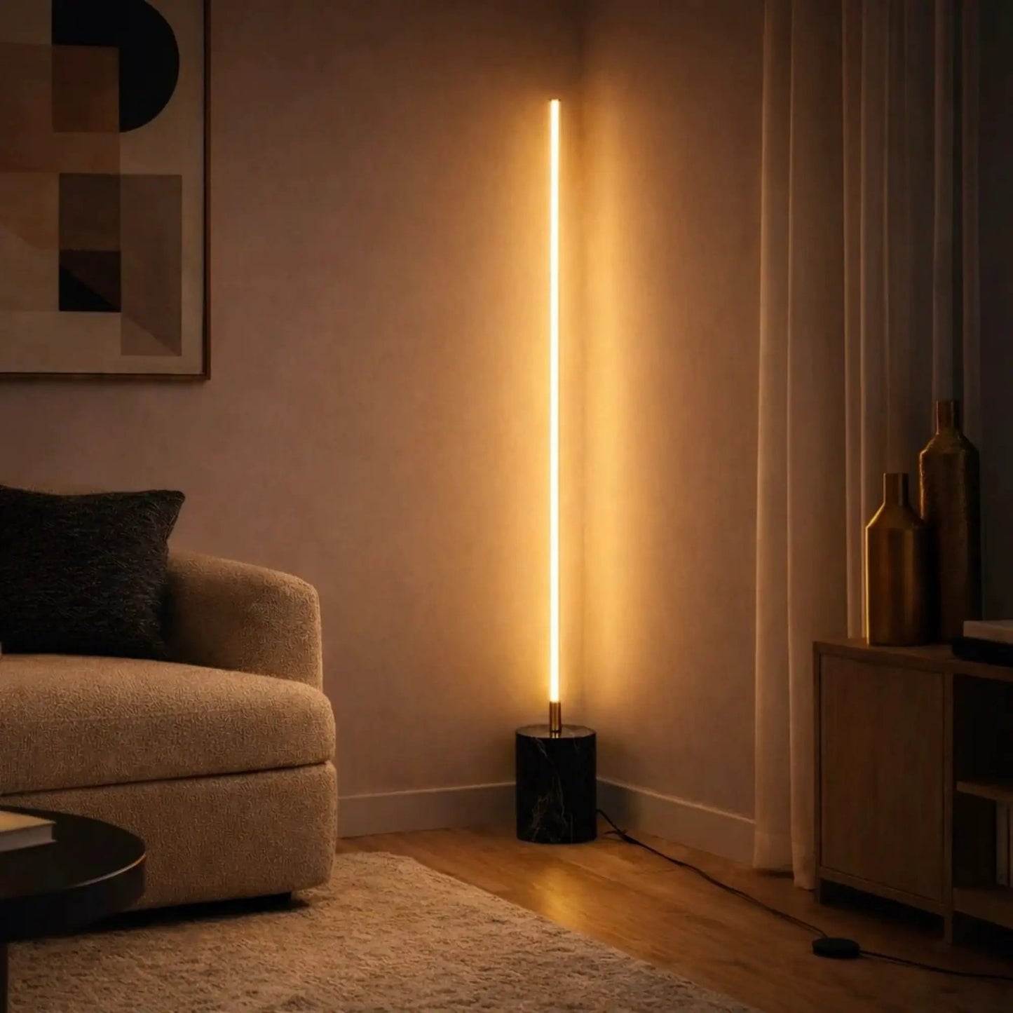 Prism LED Floor Lamp with on off Switch Base Gold