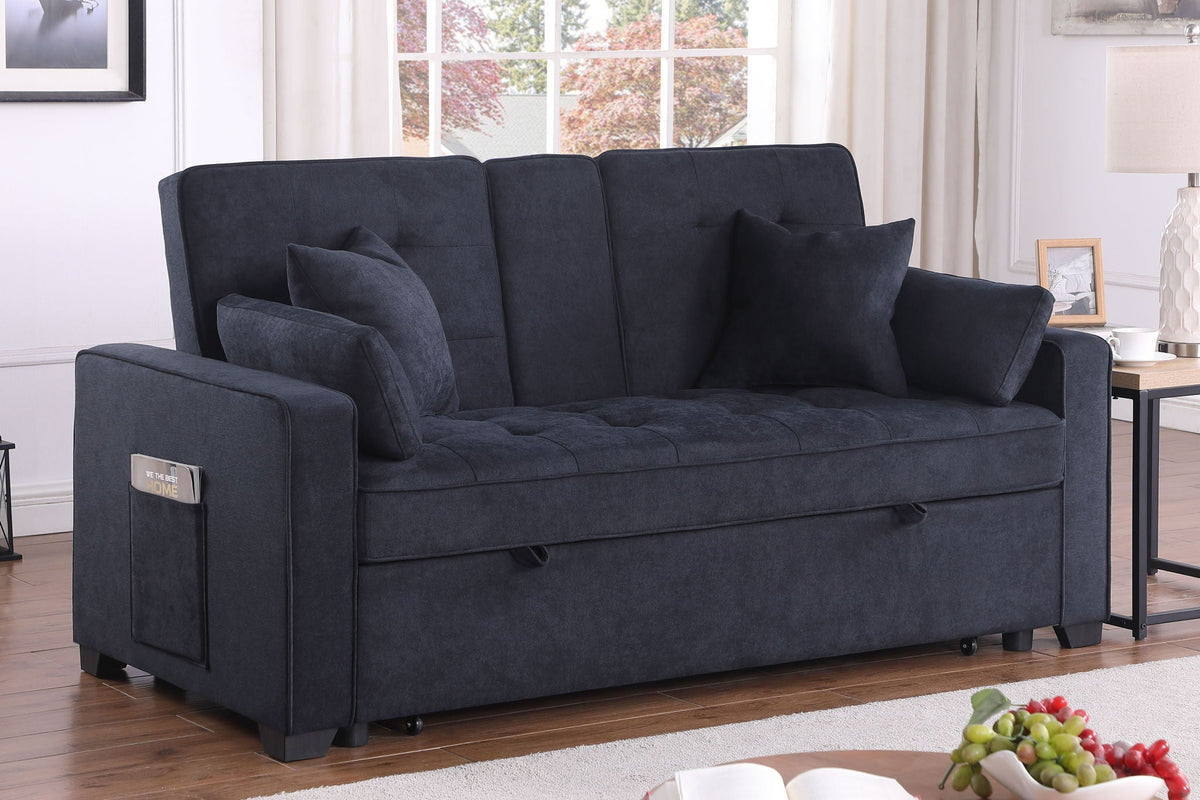 Sleeper loveseat by HouseOfZazla in dark gray with cup holder on Tampa Home & Garden Store