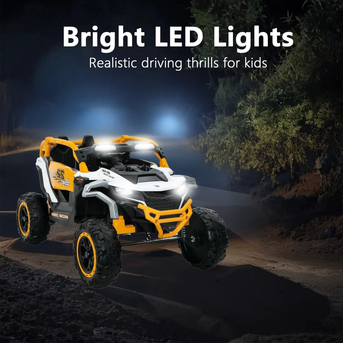 12V Kids Electric Ride-On Truck yellow/white with remote and suspension by HouseOfZazla on Tampa Home & Garden Store