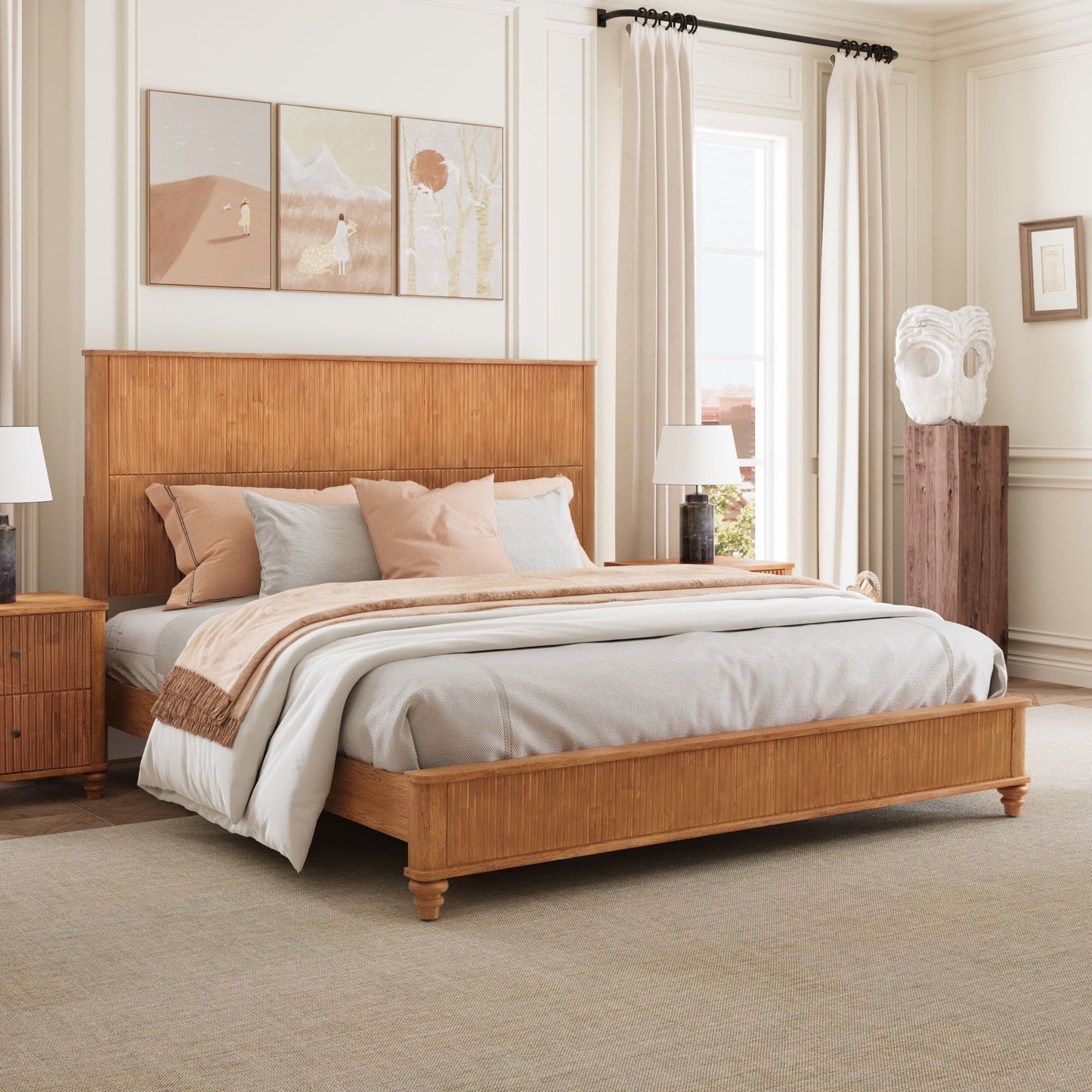 Solid Wood Platform Bed and the Tall Headboard