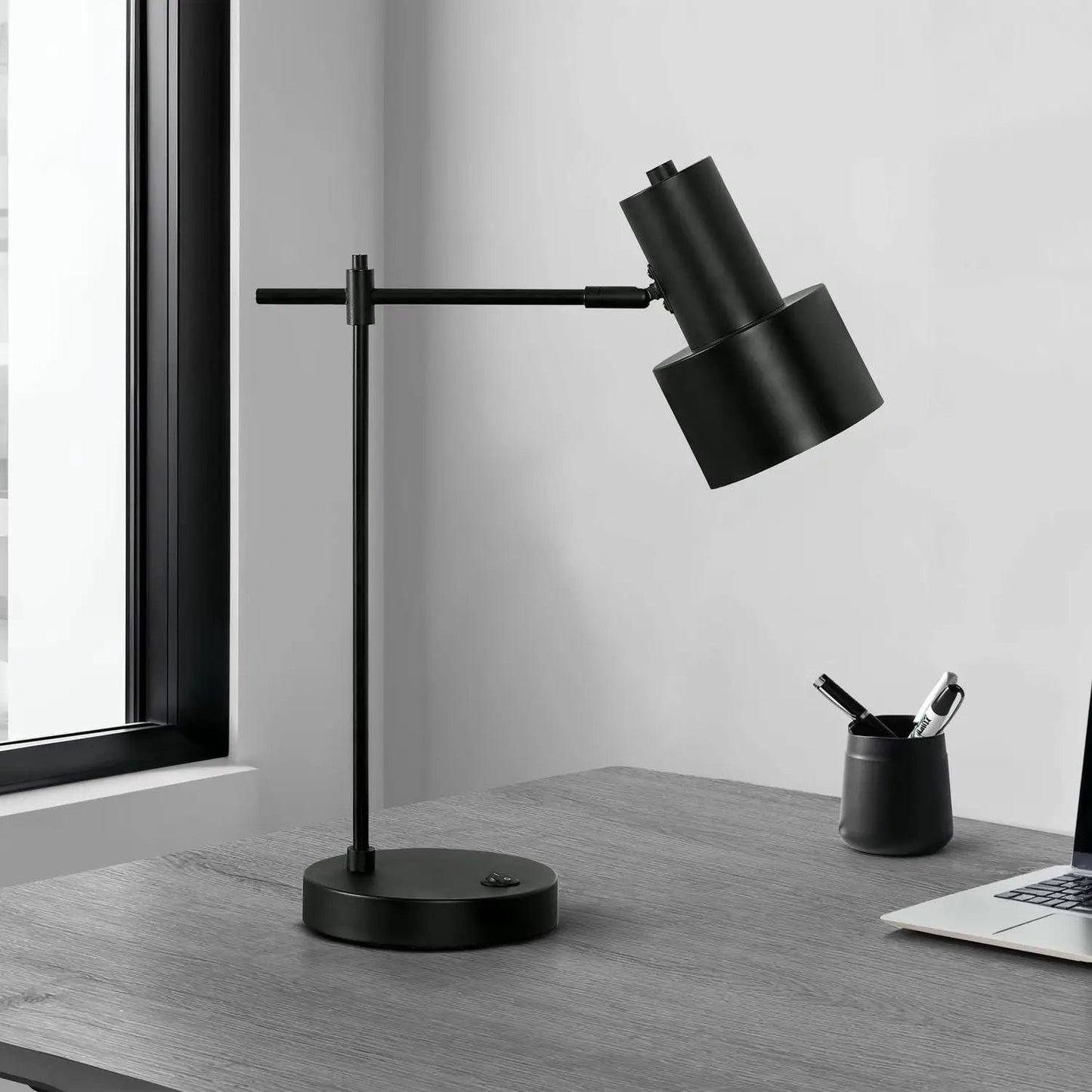 Table lamp black metal with adjustable arm and USB port on desk on Tampa Home & Garden Store
