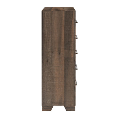 5-drawer brown wood accent chest with casual style, versatile accent table on Tampa Home & Garden Store