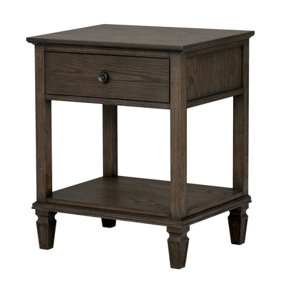 Bedside Table with Drawer and Shelf in dark brown solid wood by HouseOfZazla accent nightstand on Tampa Home & Garden Store