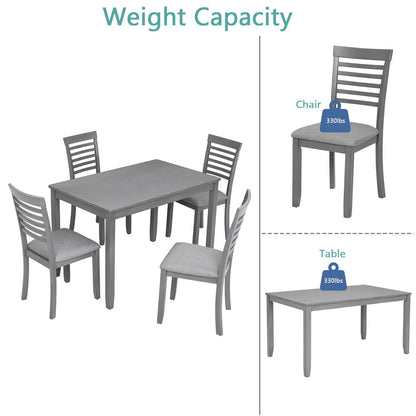5 Piece Modern Dining Set Table With Chairs