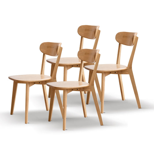 Solid wood dining chair set with curved backrests in natural oak finish, four chairs on Tampa Home & Garden Store