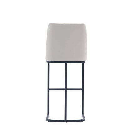 Serena Barstool beige upholstered back, bar height 28-30in, HouseOfZazla, black metal frame on Tampa Home & Garden Store