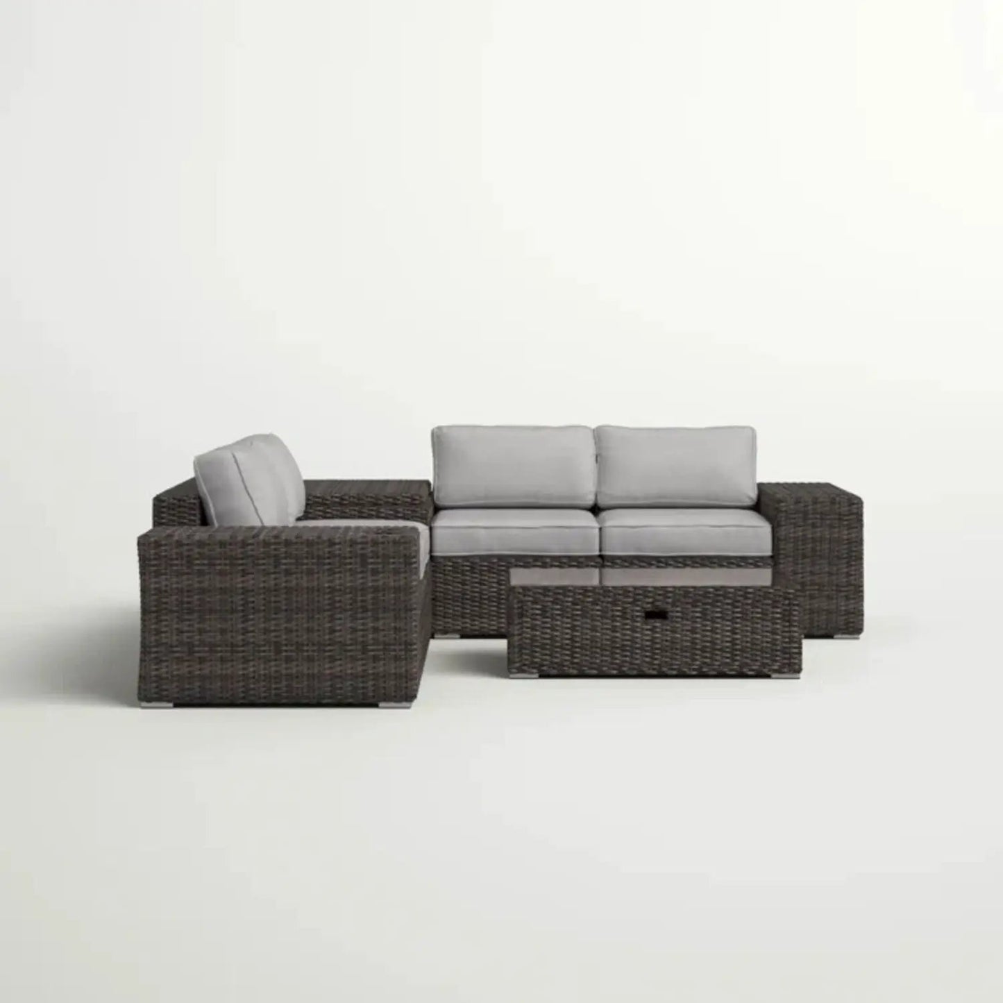 Modern Patio Rattan Sectional Set with Cushions, dark wicker, 2pc set Unique Piece Furniture on Tampa Home & Garden Store