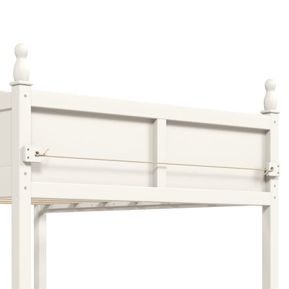 Full Size Low Loft Bed with Full-Length Guardrails white wooden frame HouseOfZazla on Tampa Home & Garden Store