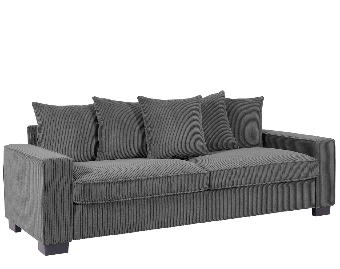 Luxe 3-seat sofa in grey corduroy with five matching cushions by Unique Piece Furniture on Tampa Home & Garden Store