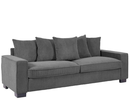 Luxe 3-seat sofa in grey corduroy with five matching cushions by Unique Piece Furniture on Tampa Home & Garden Store
