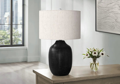 Table lamp ceramic black textured base with cream shade by Unique Piece Furniture on Tampa Home & Garden Store