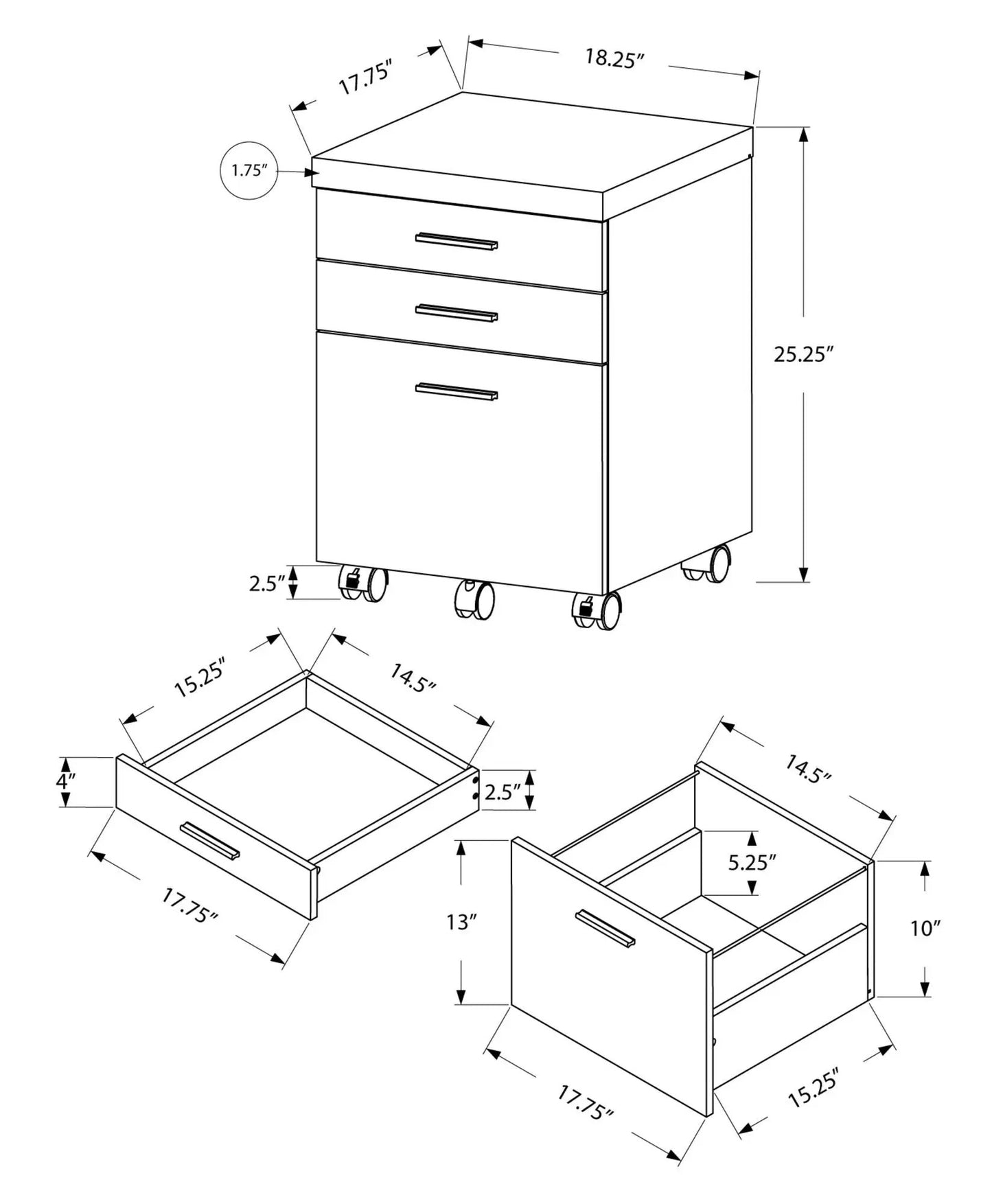 Rolling filing cabinet with four drawers on casters by Unique Piece Furniture on Tampa Home & Garden Store
