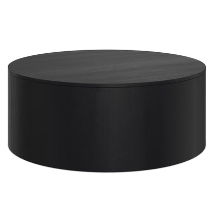 Millbury Drum Coffee Table black wood finish round drum design by HouseOfZazla on Tampa Home & Garden Store