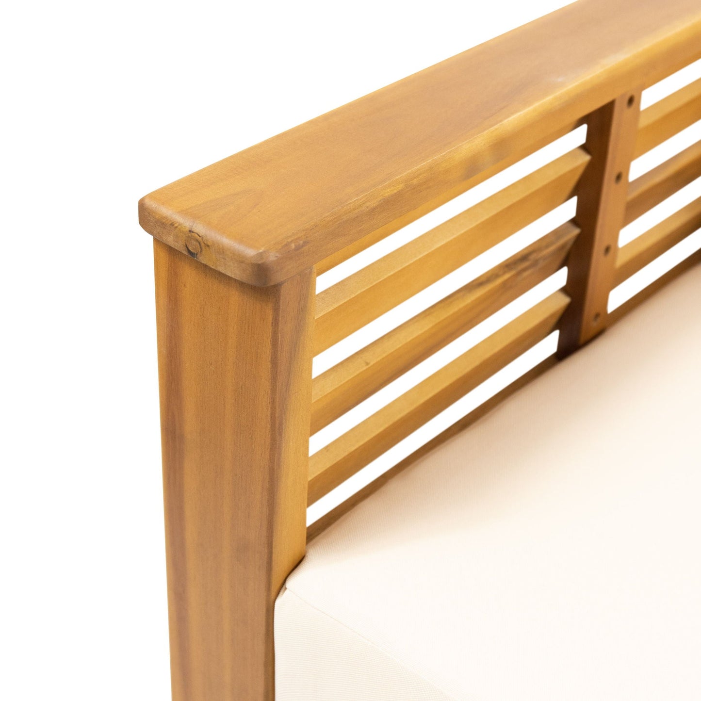 Slat design club chair with beige cushions, outdoor wooden arm chair by HouseOfZazla on Tampa Home & Garden Store