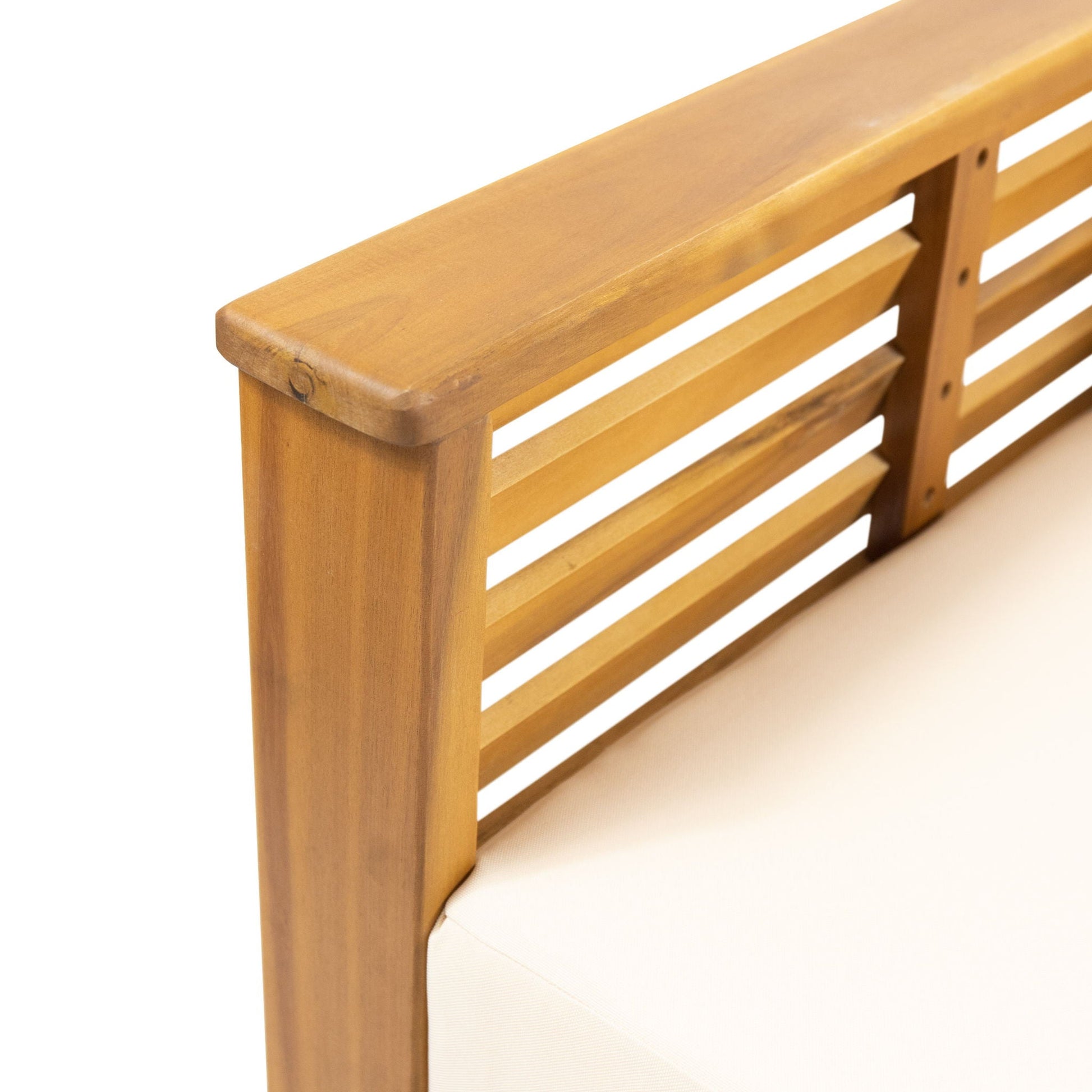 Slat design club chair with beige cushions, outdoor wooden arm chair by HouseOfZazla on Tampa Home & Garden Store